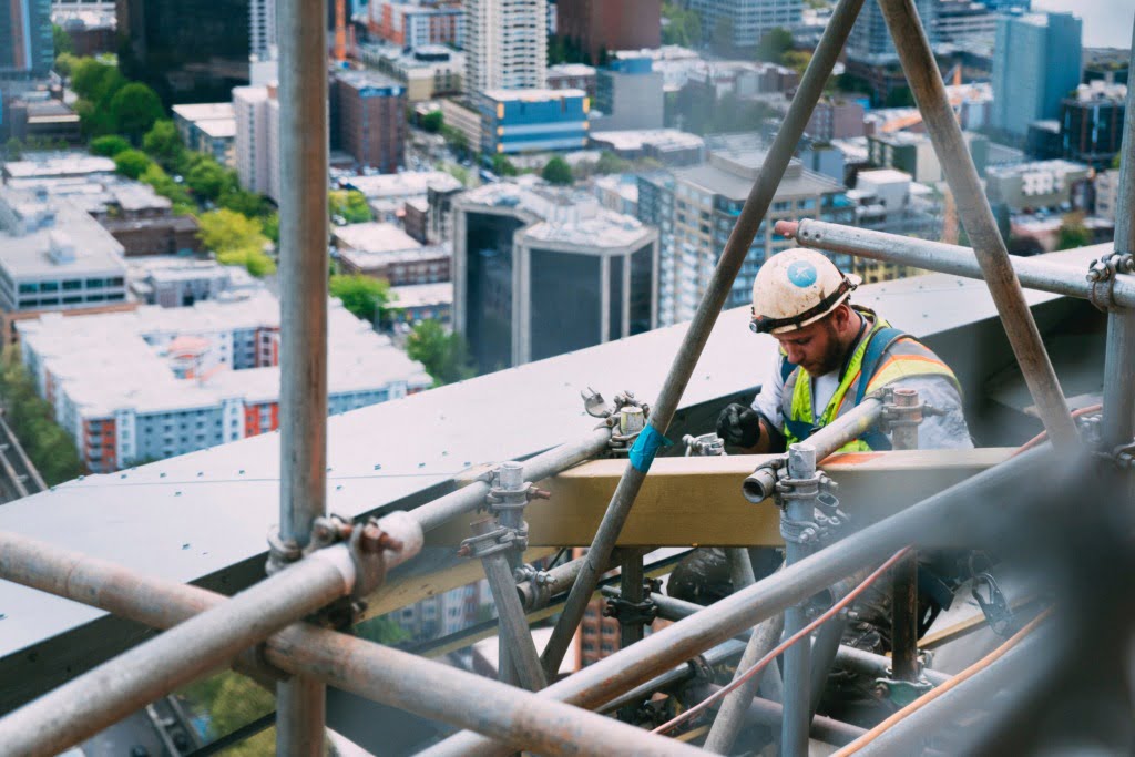 man with hard hat experiences burn injury at construction site