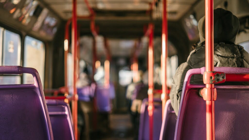 inside a public transportation bus