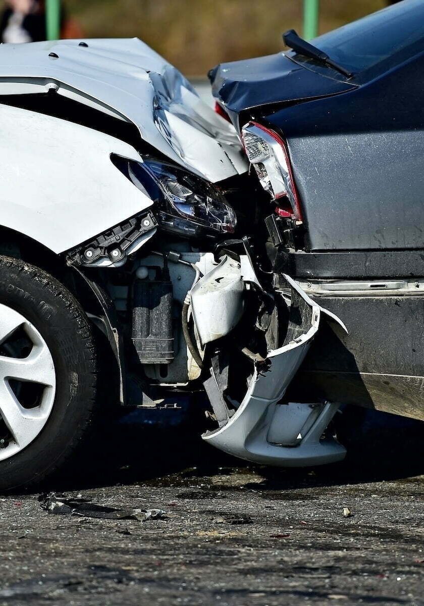 Detail with damage automobile after a car crash accident